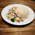 Deliona Foods Chicken Satay and rice