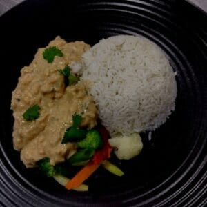 Satay Chicken and rice home made meal by Deliona Foods